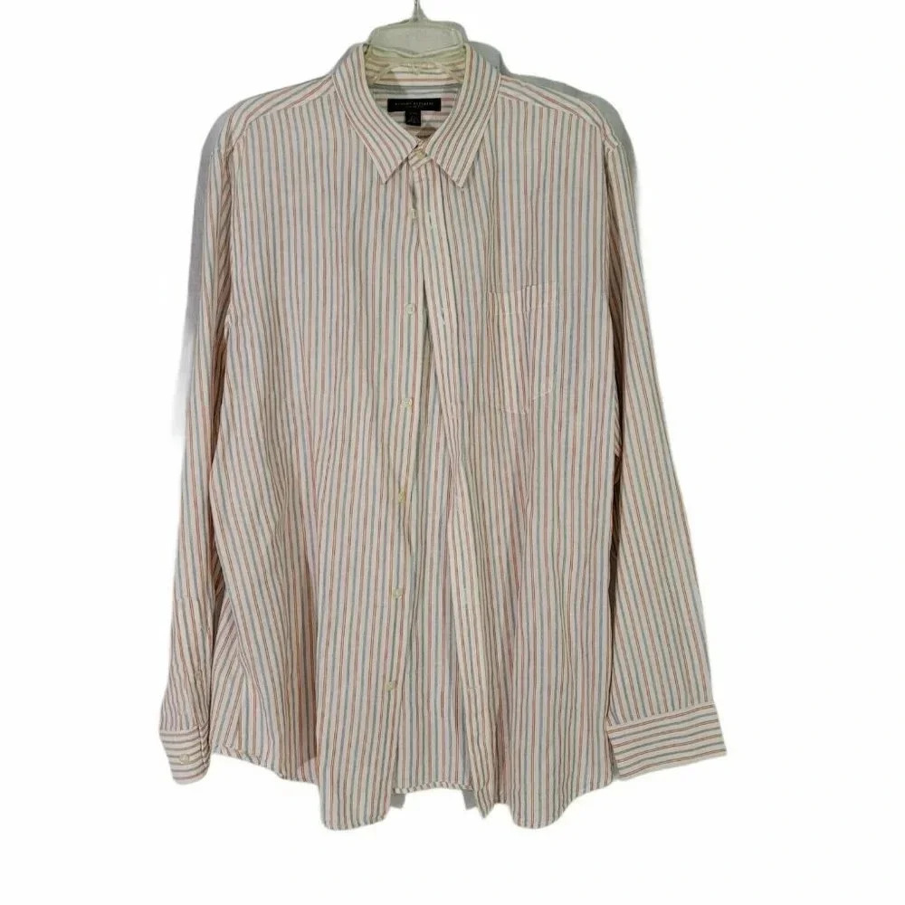 Banana Republic Blue Orange Striped Cotton Linen